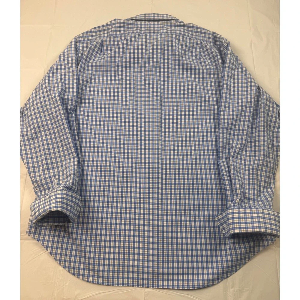 Polo Ralph Lauren Mens 17.5‎ 34/35 Blue White Check Cotton Button Down Shirt